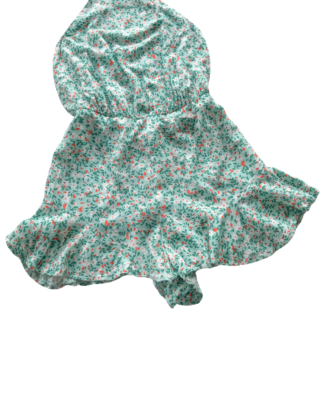 Vestido floral con holanes y escote