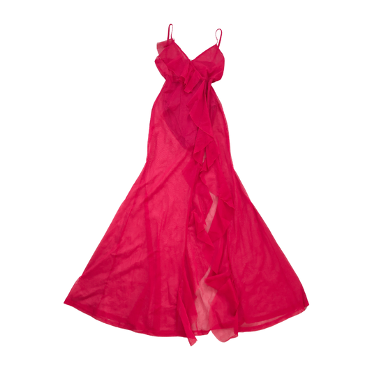Vestido rosa largo mesh
