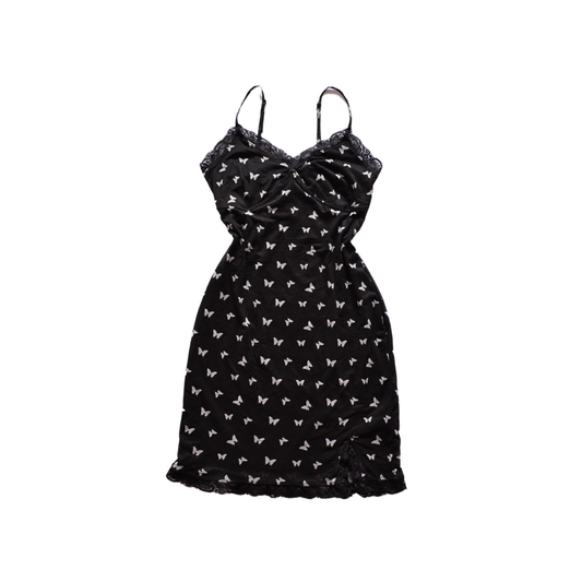 Vestido negro mesh con mariposas