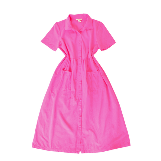 Vestido midi rosa de botones
