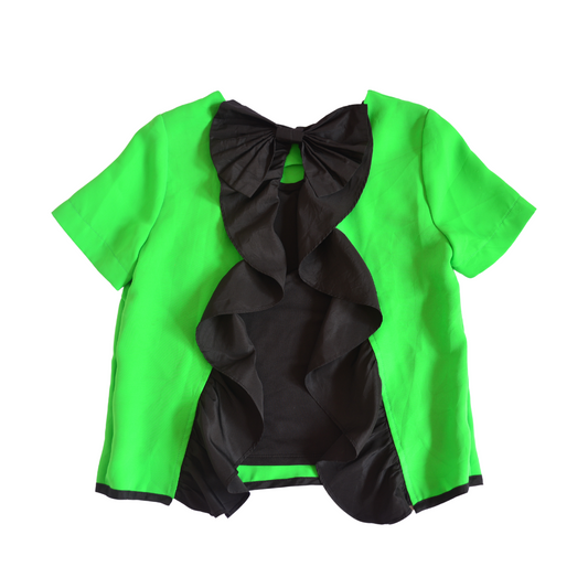 Blusa verde de seda y moño