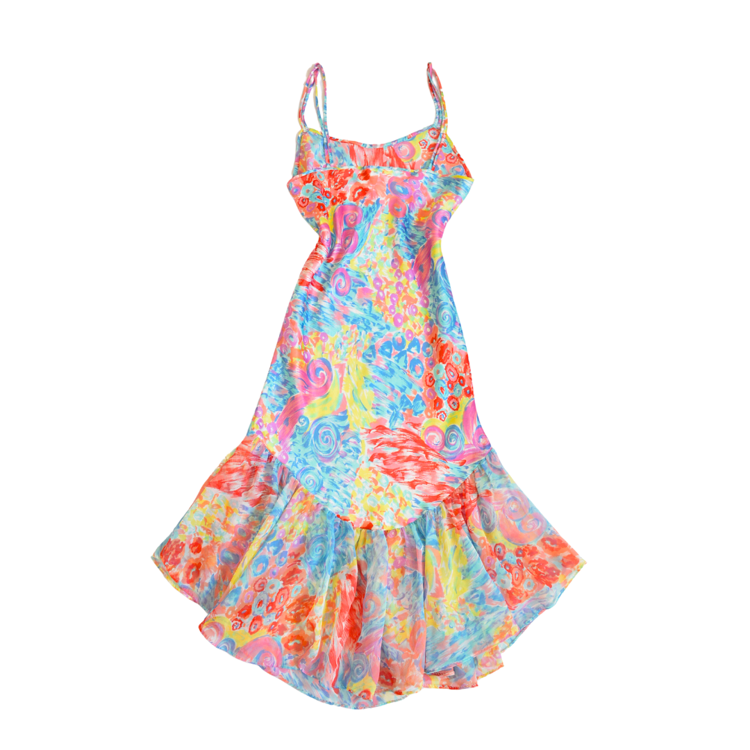 Vestido satinado con pinceladas