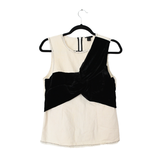 Blusa denim bicolor con nudo terciopelo