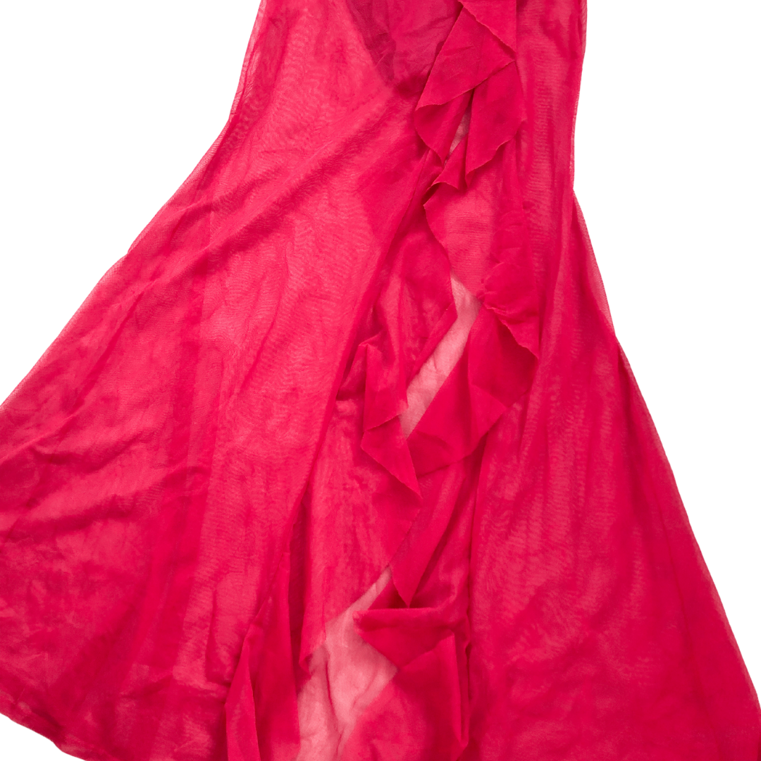 Vestido rosa largo mesh