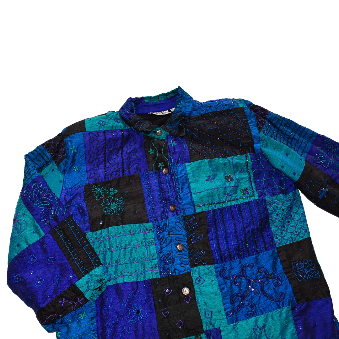 Blusa vintage azul de seda