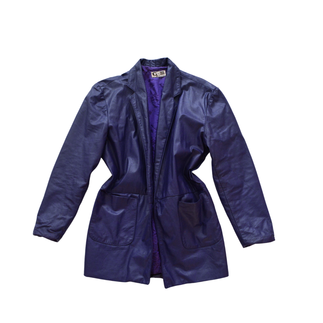 Gabardina vintage morada de cuero