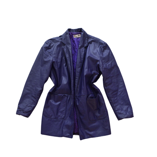 Gabardina vintage morada de cuero