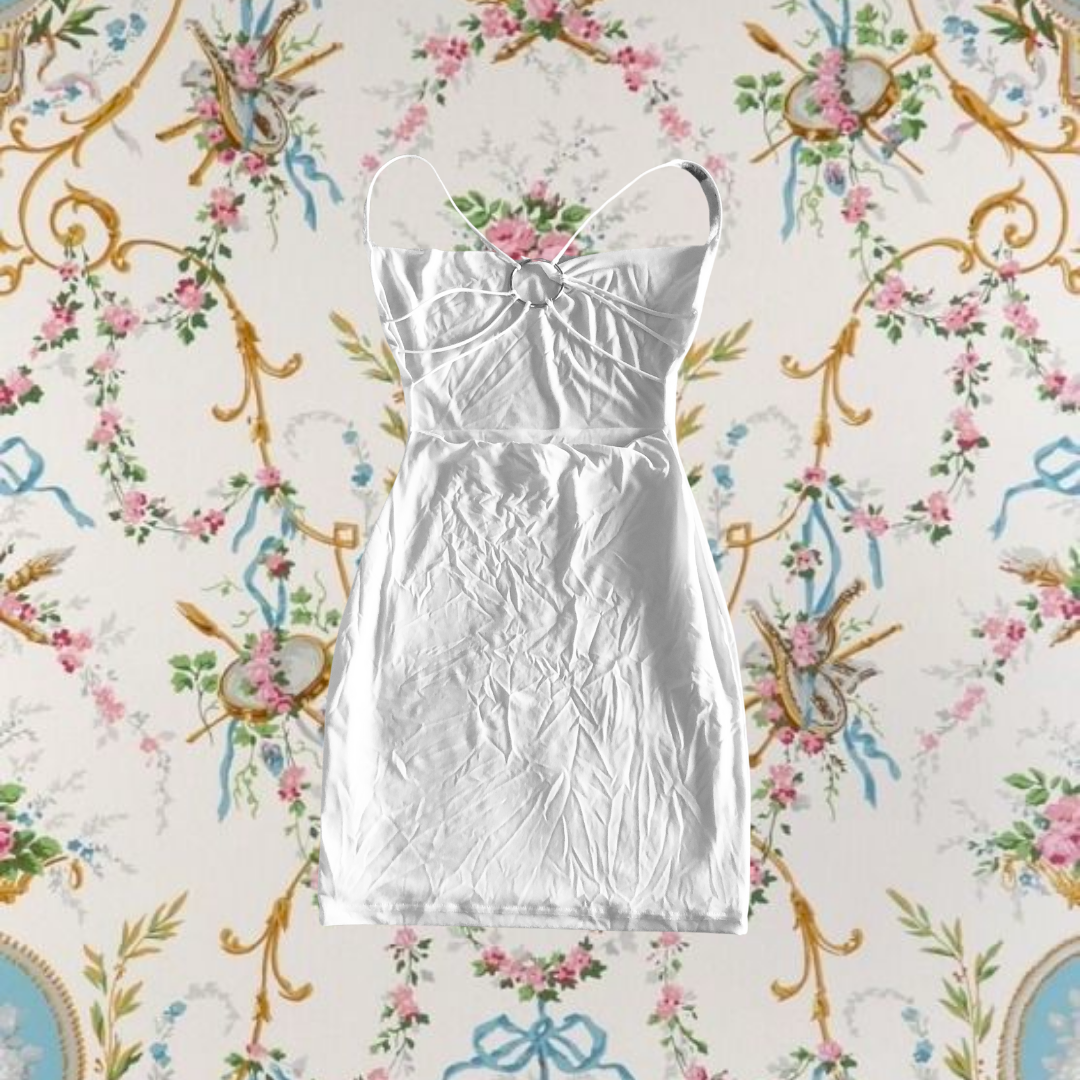 Vestido blanco escote cruzado