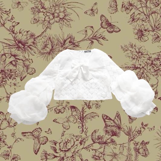 Blusa blanca con moño upcycling