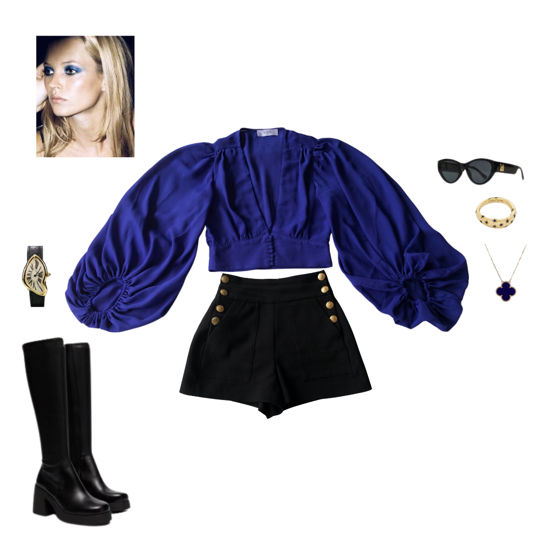 Blusa azul con mangas globo