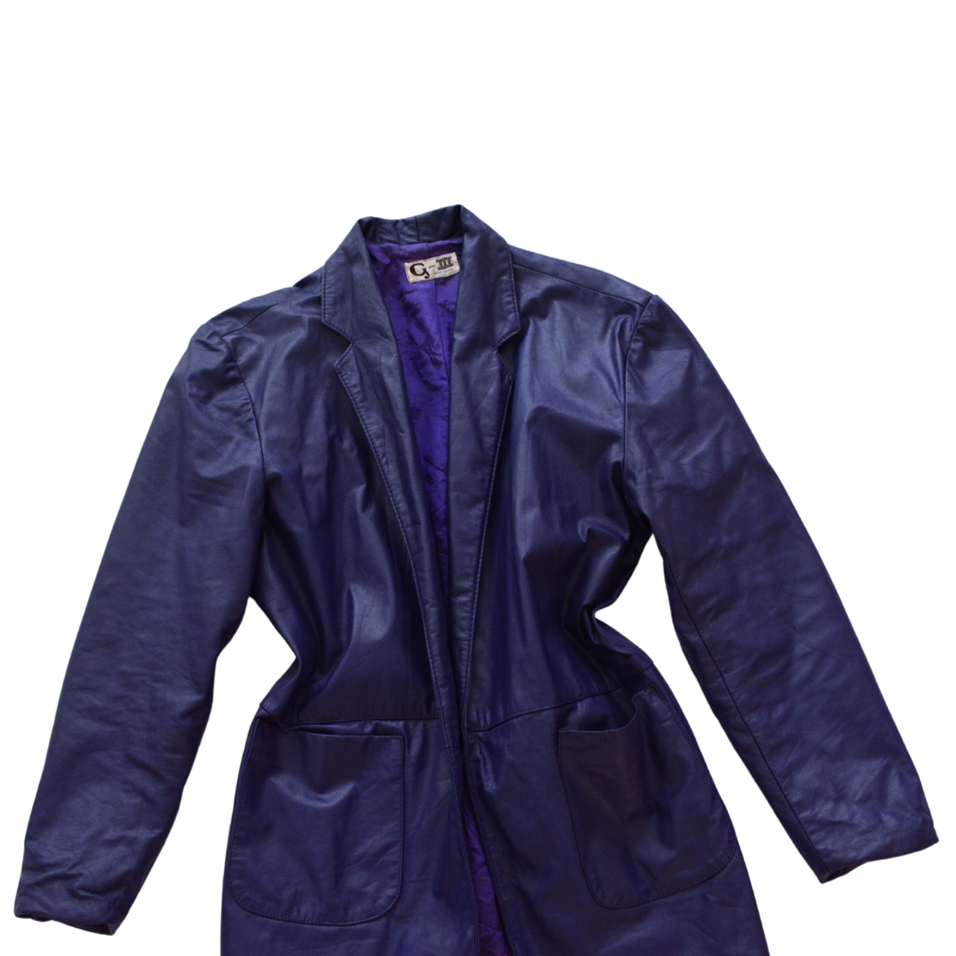 Gabardina vintage morada de cuero