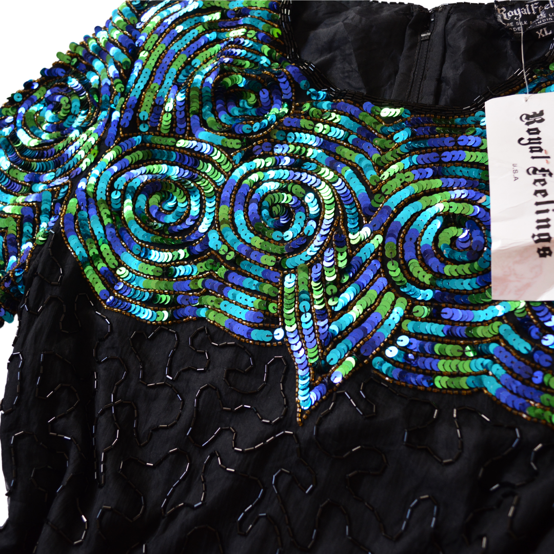 Blusa de seda 80s con lentejuela y canutillo