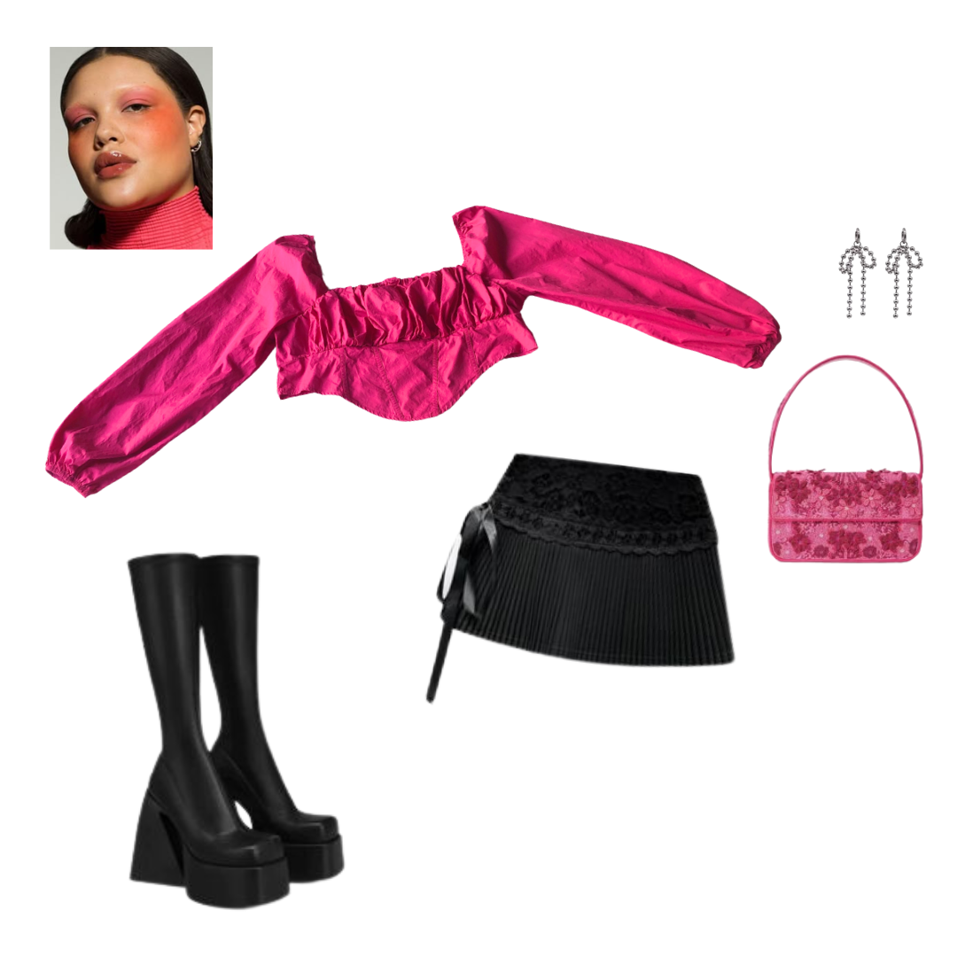 Blusa rosa mexicano corset
