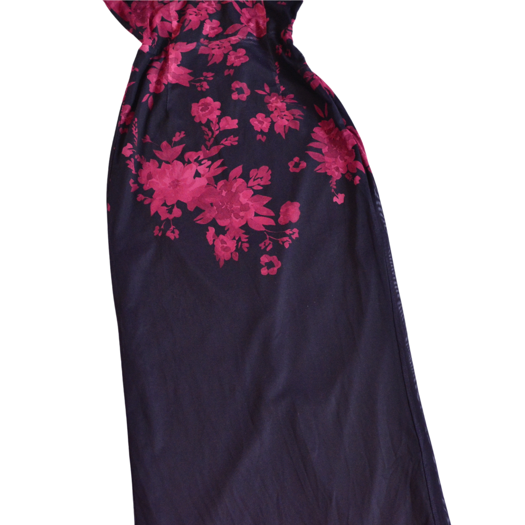 Vestido largo floral mesh