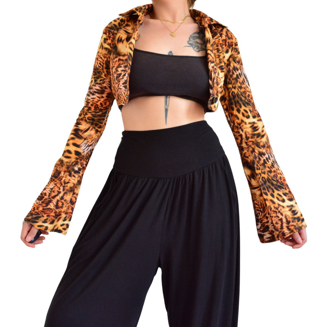 Blazer crop animal print