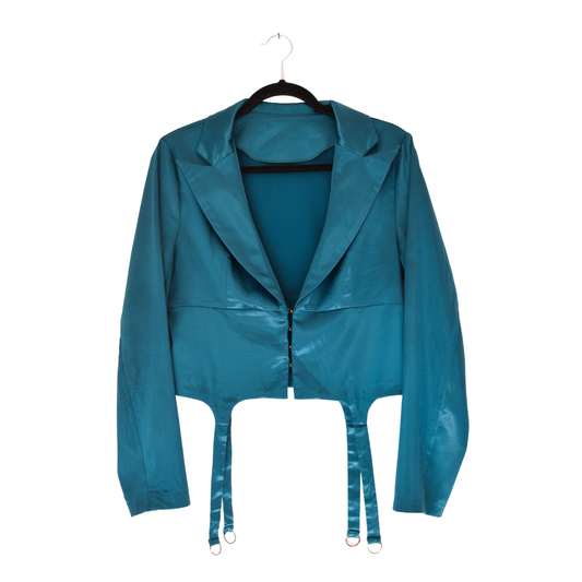 Blusa azul satinada