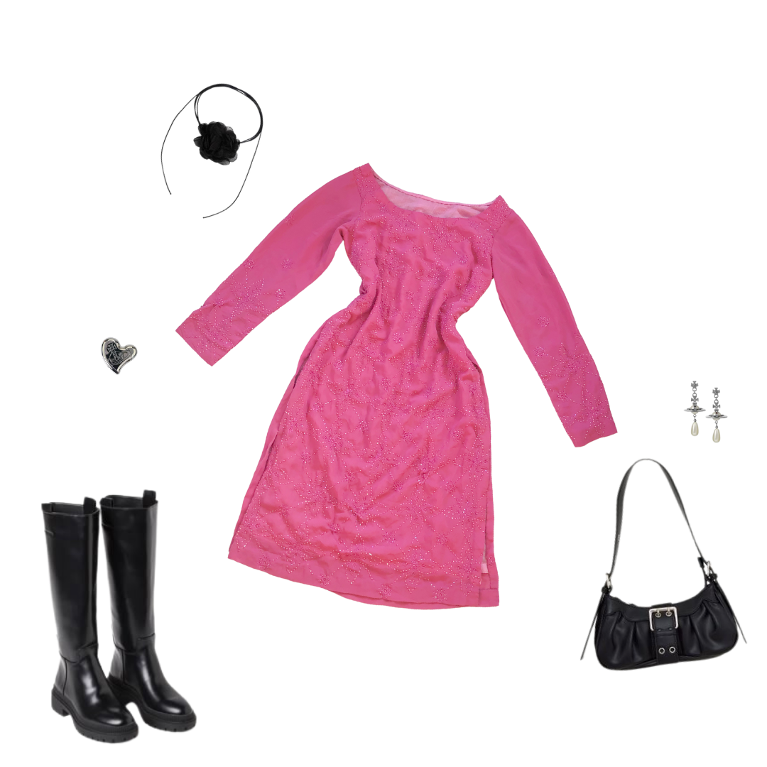 Vestido rosa con canutillo
