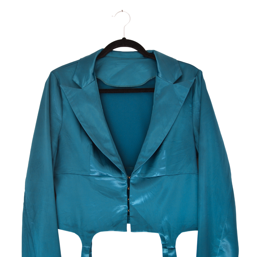 Blusa azul satinada