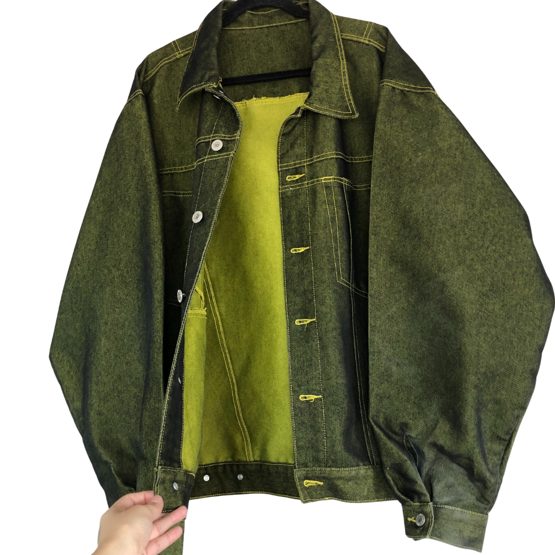 Chamarra vintage denim verde metálico