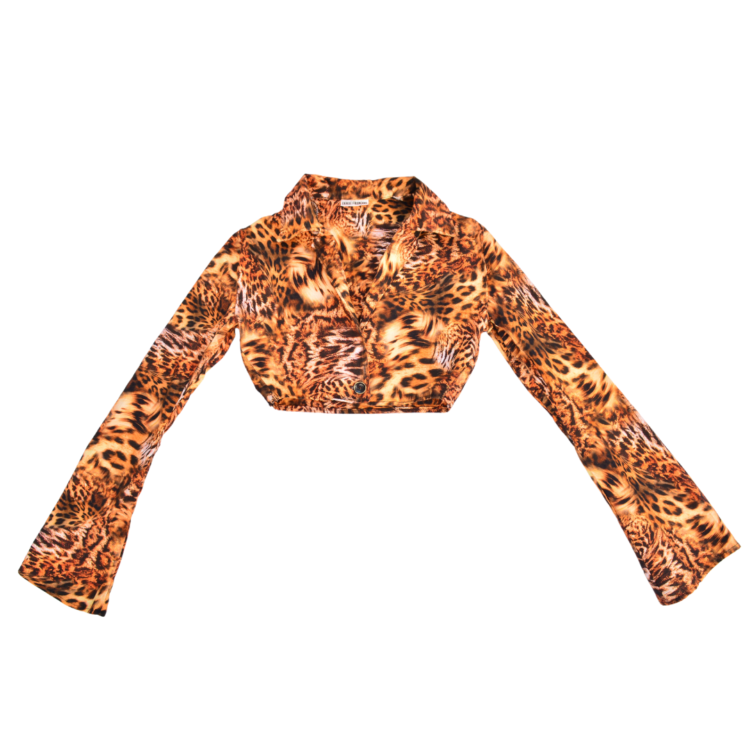 Blazer crop animal print