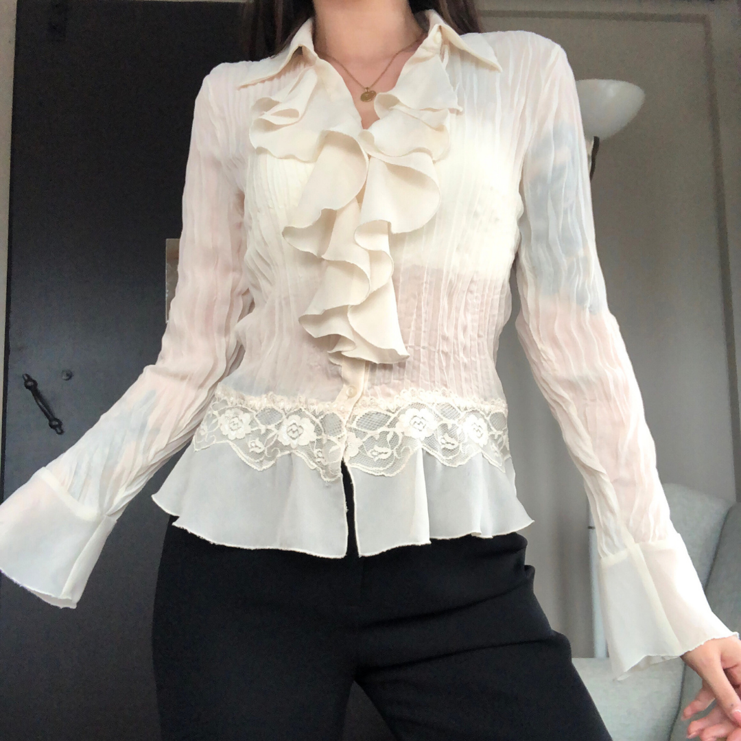 Blusa beige ruffles