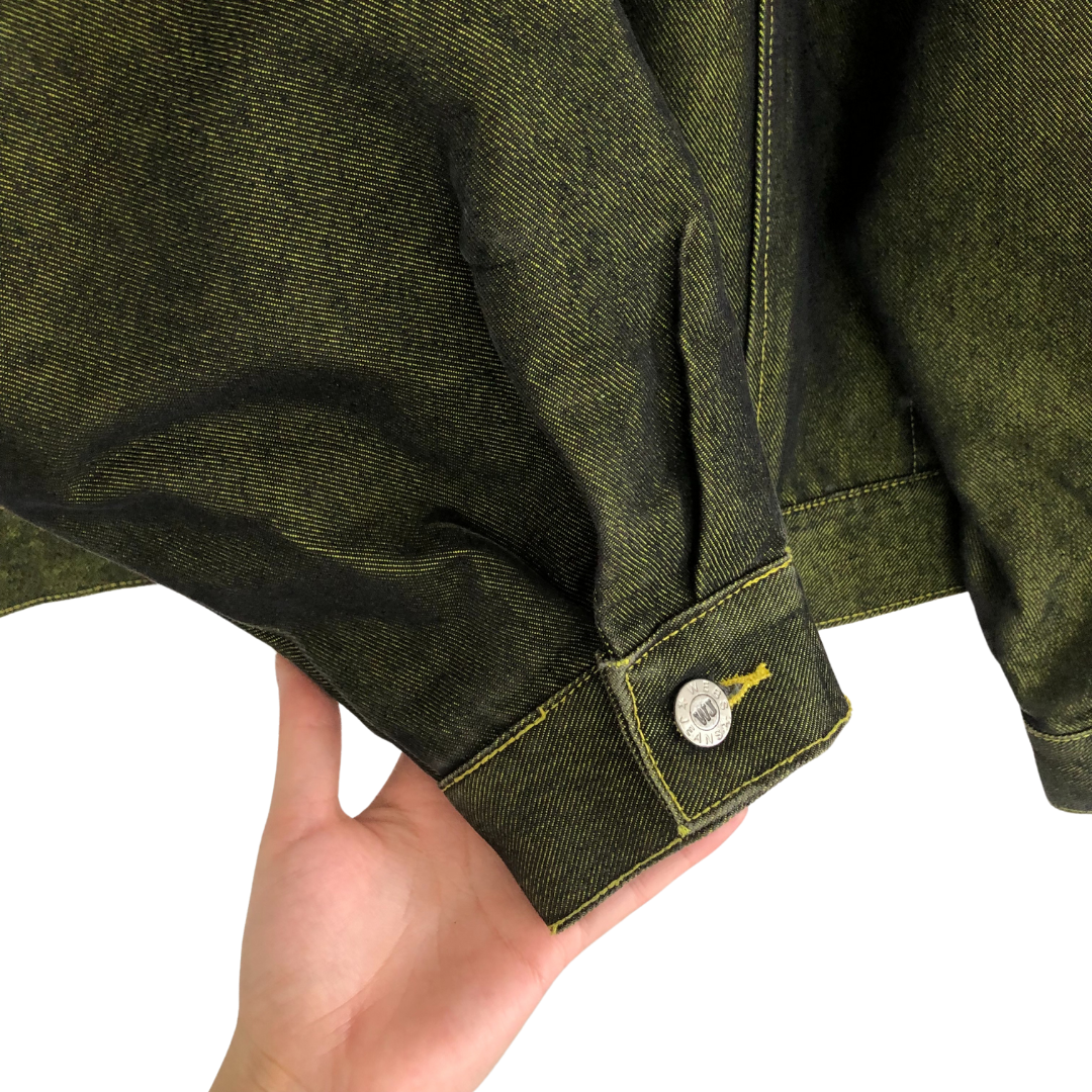 Chamarra vintage denim verde metálico