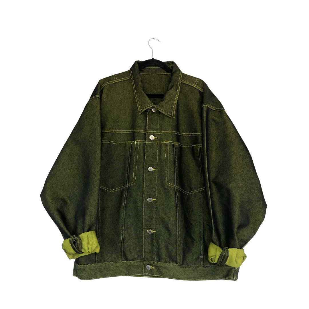 Chamarra vintage denim verde metálico