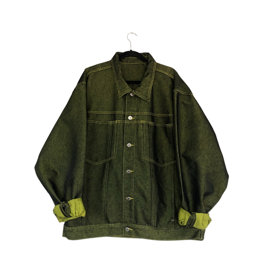 Chamarra vintage denim verde metálico