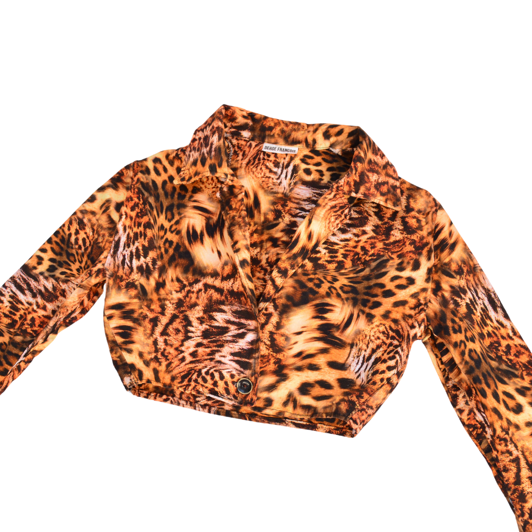 Blazer crop animal print