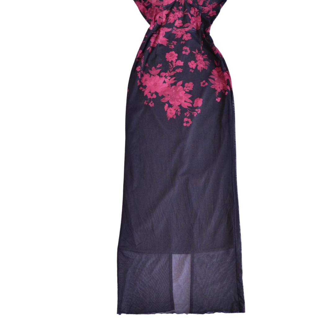 Vestido largo floral mesh