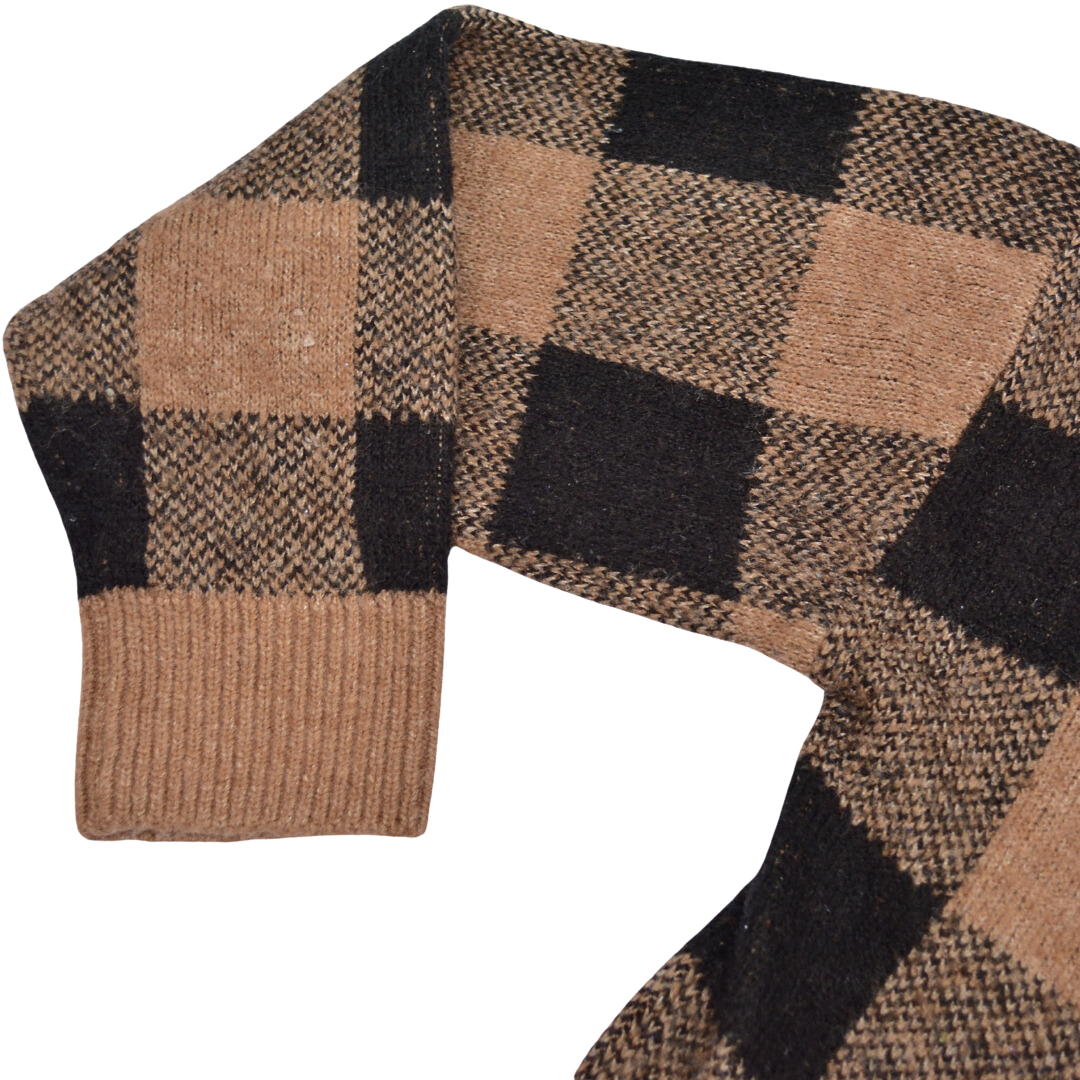 Cardigan cuadriculado café