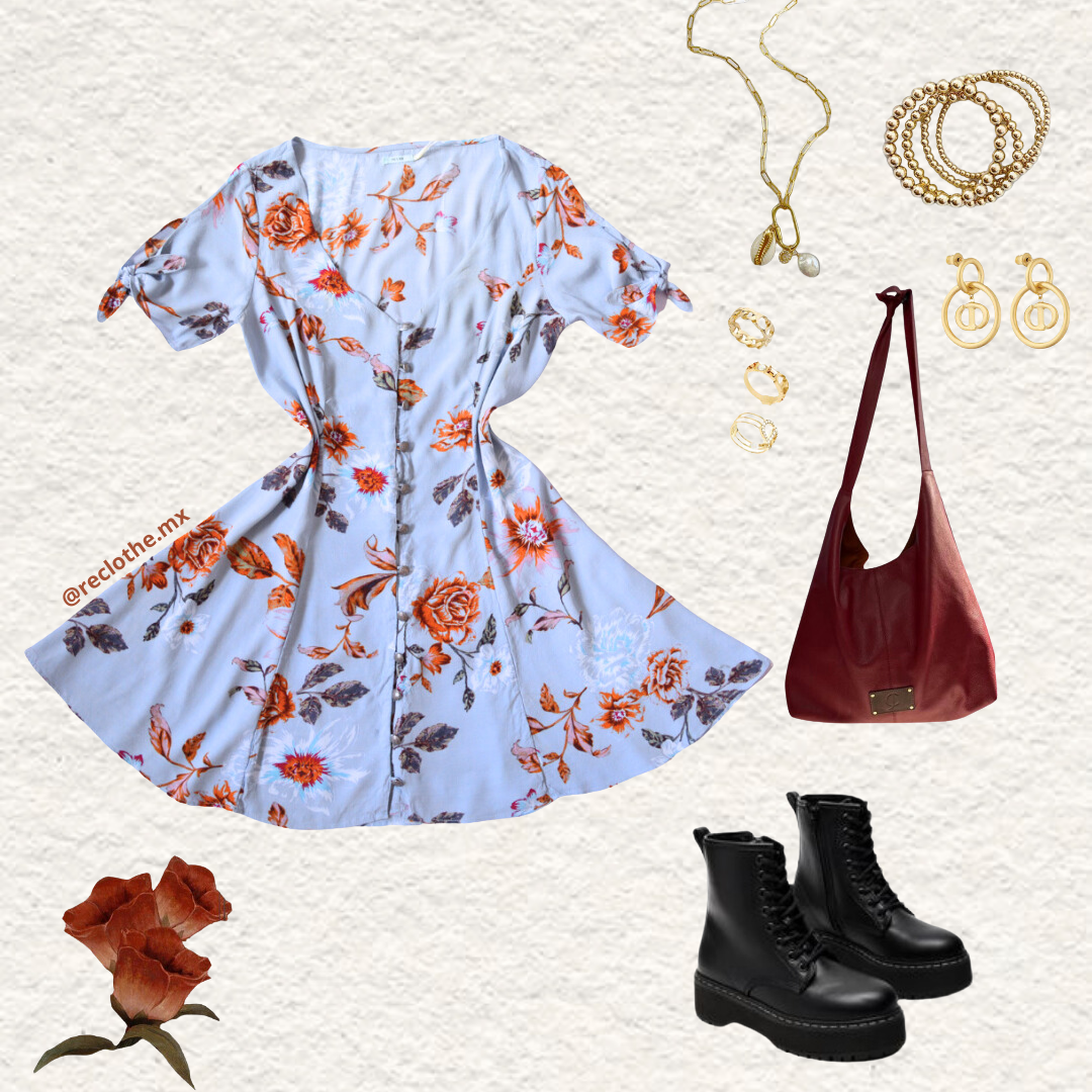 Vestido azul cielo floral