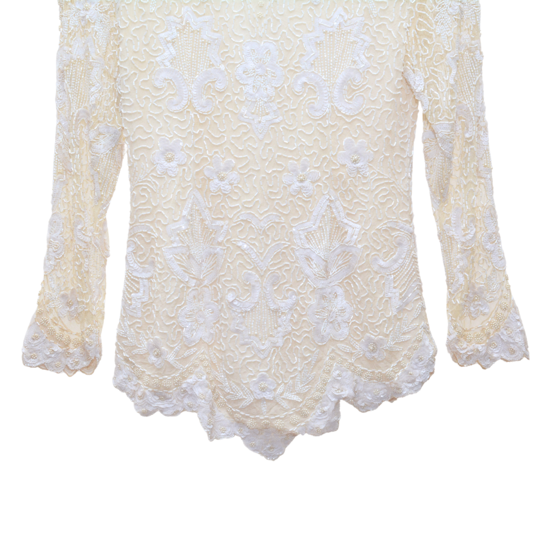 Blusa art deco vintage de seda y aplicaciones