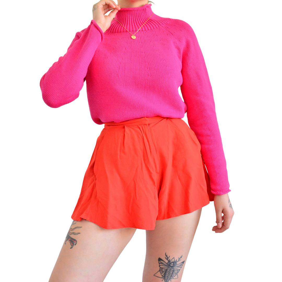 Suéter knit rosa mexicano.
