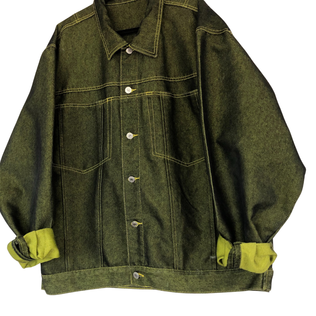 Chamarra vintage denim verde metálico