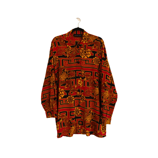 Blusa vintage de seda y dragones
