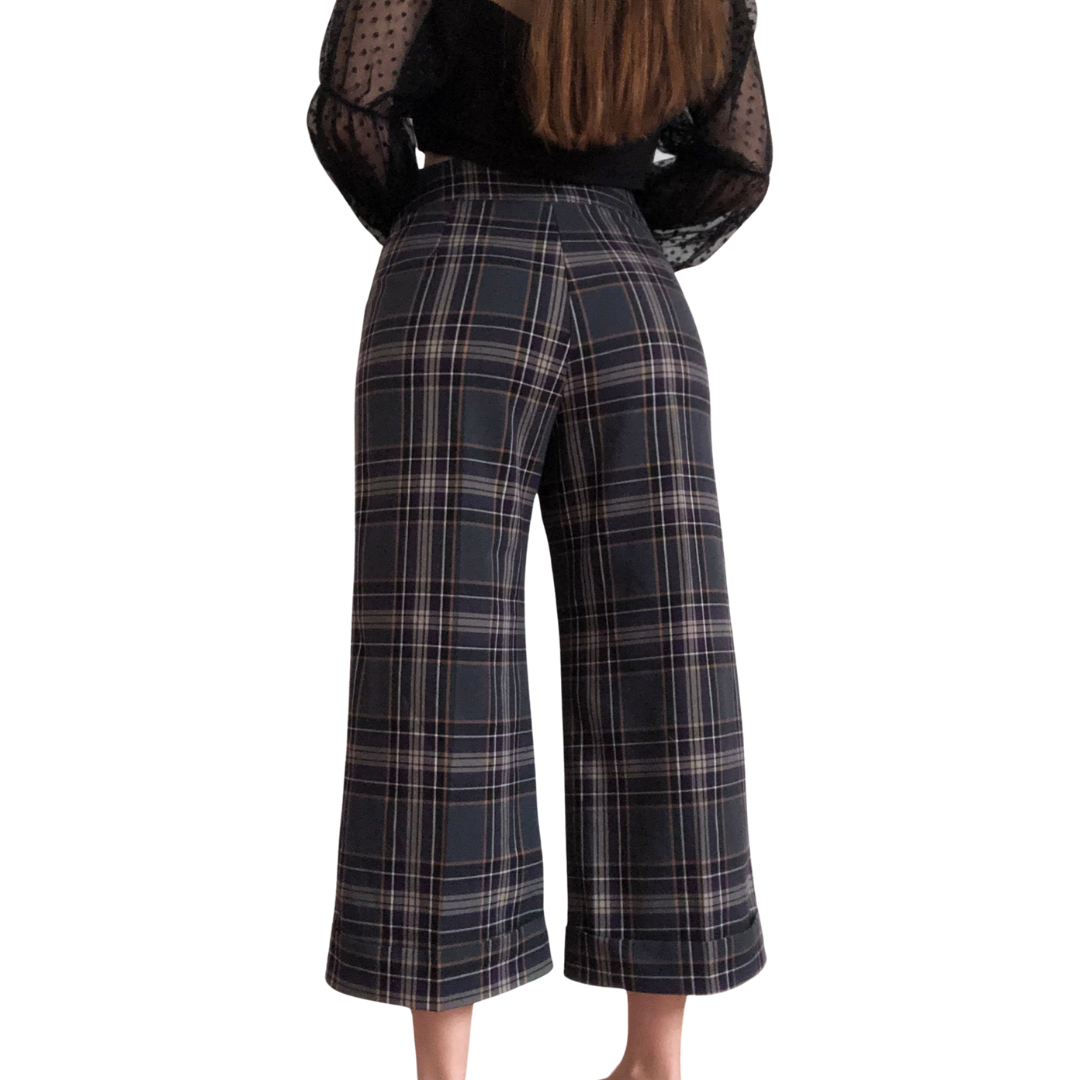 Pantalon plaid corte ancho