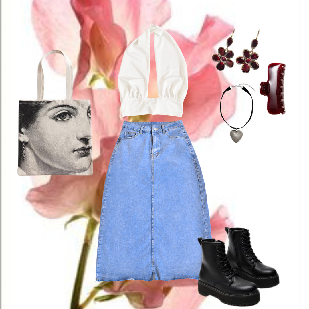 Falda denim larga