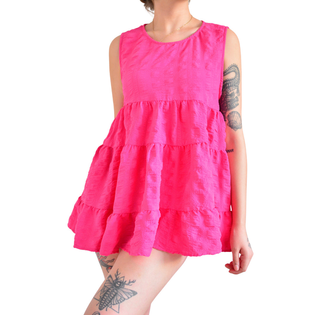Vestido rosa popelina