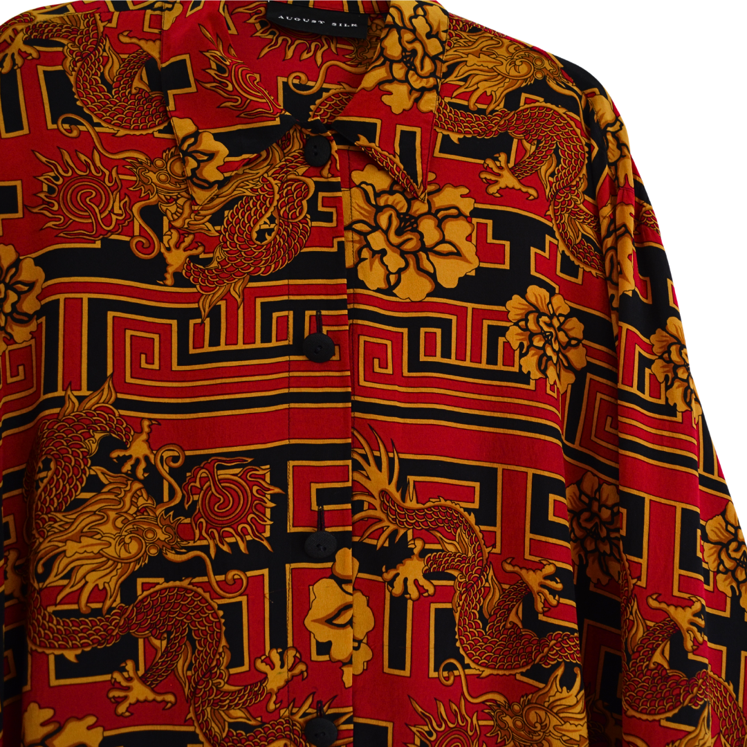 Blusa vintage de seda y dragones