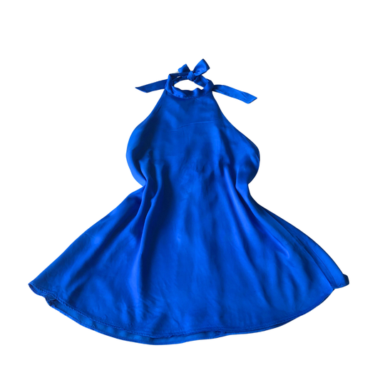 Vestido azul satinado escote