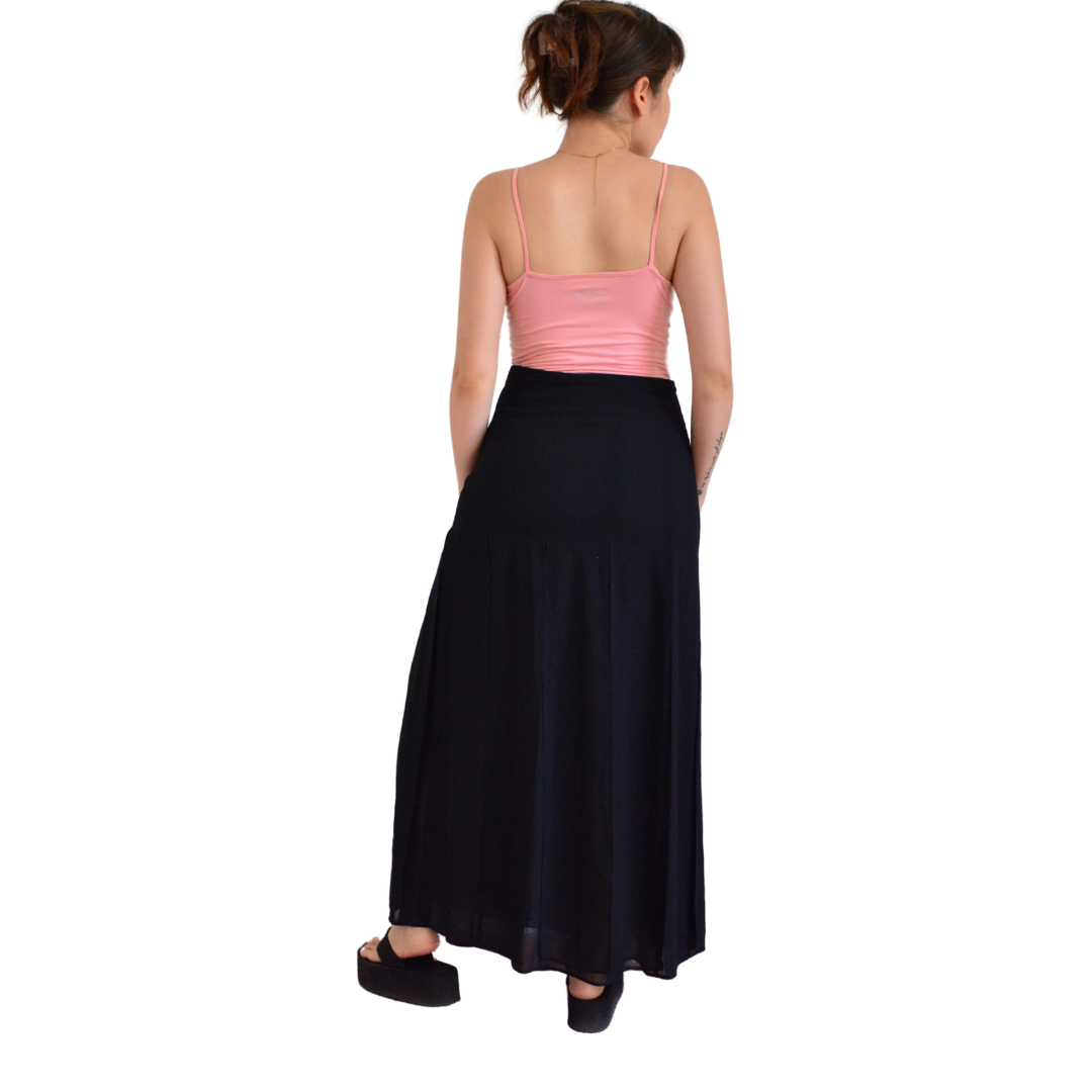 Falda larga negra con tablones
