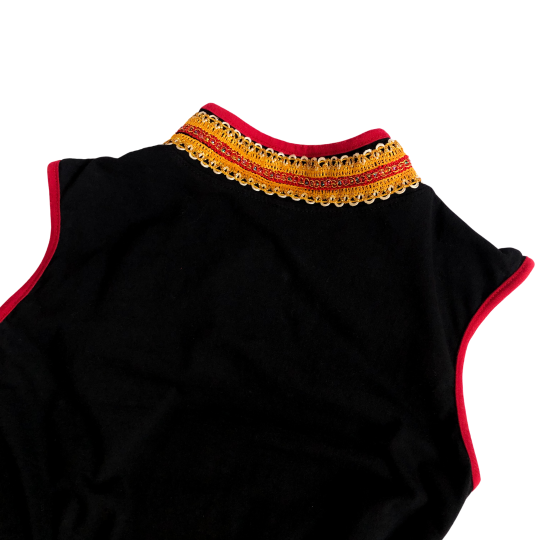 Blusa oriental negro con rojo