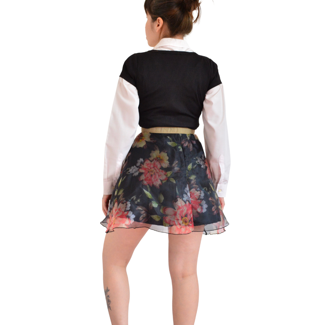 Falda floral de chiffon