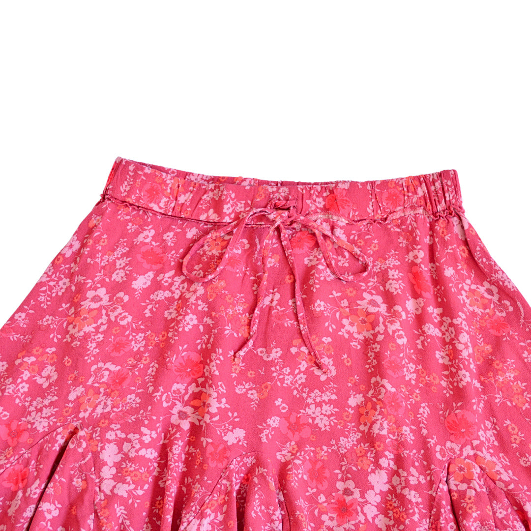 Falda rosa floral
