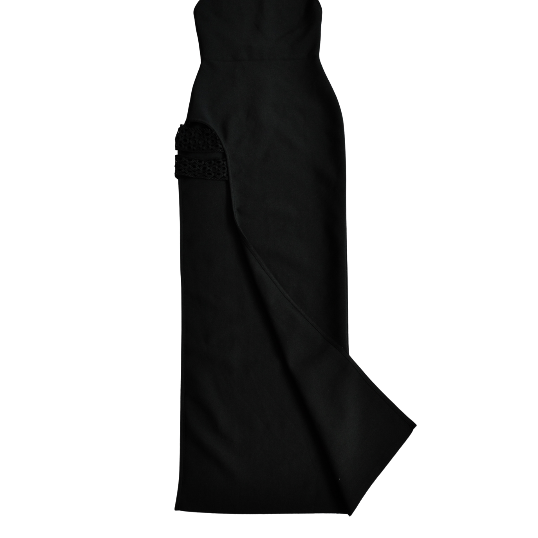Vestido largo negro con abertura