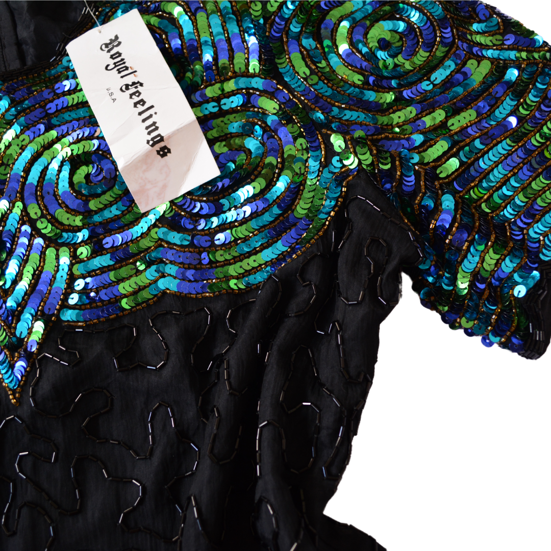 Blusa de seda 80s con lentejuela y canutillo