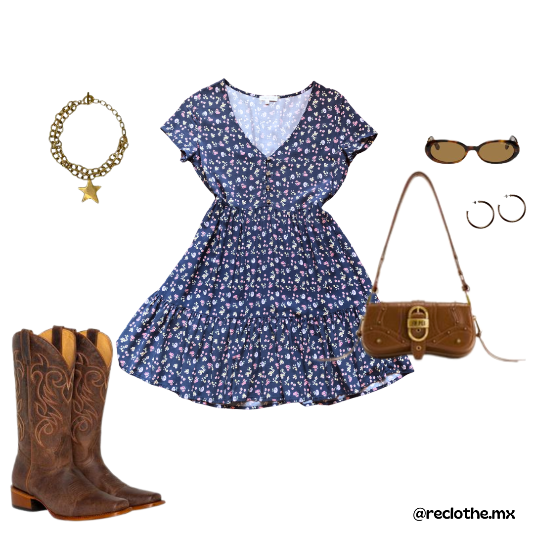 Vestido azul floral