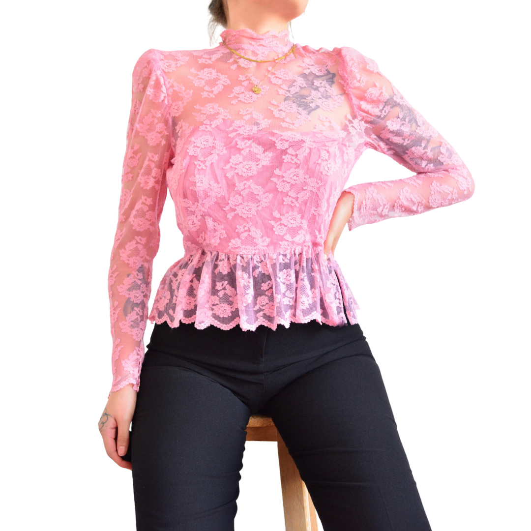 Blusa rosa de encaje