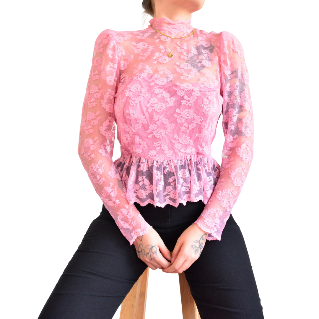Blusa rosa de encaje